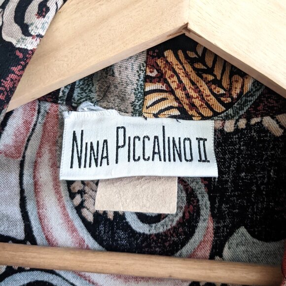 Nina piccalino print draped jacket dress sz 13 - Picture 7 of 8